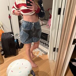 Denim Patchwork Mini Skirt